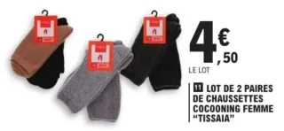 Lot de 2 paires de chaussettes cocooning femme Tissaia