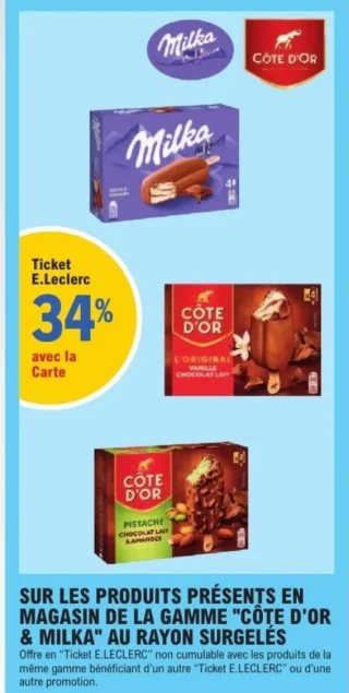 Glaces de la gamme "Côte d'Or & Milka"