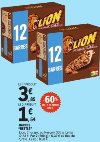 Barres Lion, Chocapic ou Nesquik Nestlé