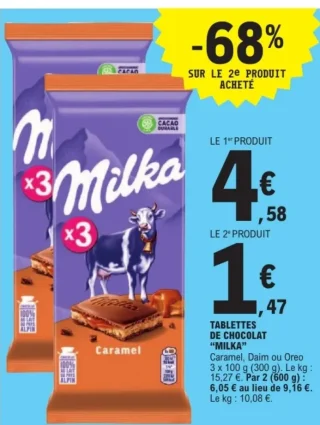 Tablettes de chocolat Caramel, Daim ou Oreo Milka