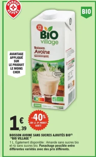 Boisson Avoine sans sucres ajoutés Bio Village