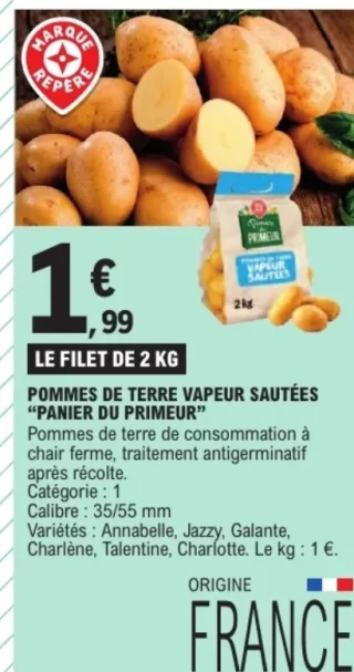 Pommes de terre vapeur sautées "Panier du Primeur"