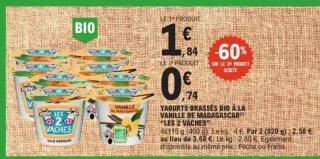 Yaourts brassés bio à la vanille de Madagascar Les 2 Vaches