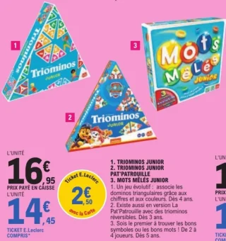 Jeu Triominos Junior ou Mots Mêlés Junior