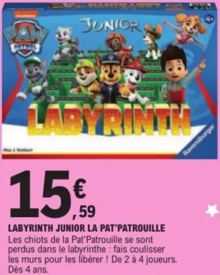 Jeu de société Labyrinth Junior La Pat'Patrouille Ravensburger