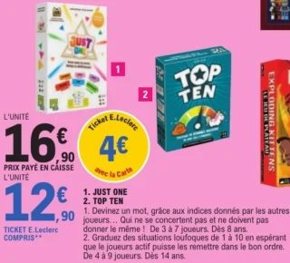 Jeu de société JUST ONE / TOP TEN