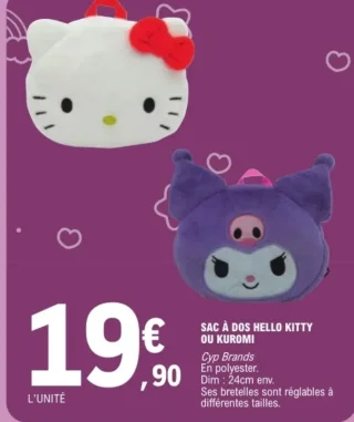 Sac à dos Hello Kitty ou Kuromi Cyp Brands
