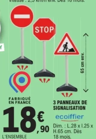 3 panneaux de signalisation Écoiffier