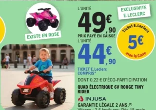 Quad électrique 6V rouge Tiny Rider Injusa