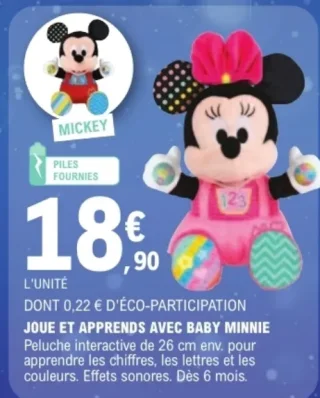 Peluche interactive Joue et apprends avec Baby Minnie Disney