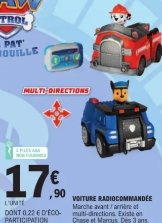 Voiture Radiocommandée Paw Patrol