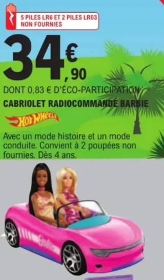 Cabriolet radiocommandé Barbie Hot Wheels