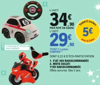 Véhicule radiocommandé Fiat 500 ou Moto Ducati 1198
