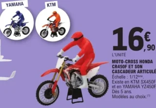 Moto-cross Honda CR450F et son cascadeur articulé