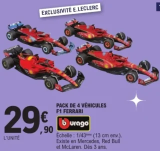 Pack de 4 véhicules F1 Ferrari Bburago