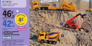 Camion de transport avec bulldozer ou Manitou télescopique Bruder