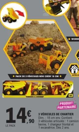 Pack de 3 véhicules de chantier Mini Crew CAT