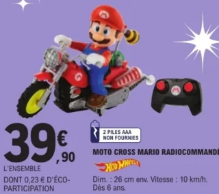 Moto cross Mario radiocommandé Hot Wheels