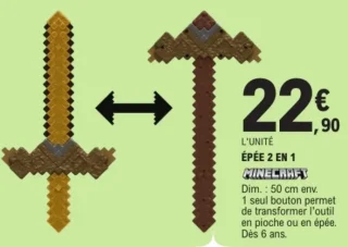 Épée 2 en 1 Minecraft