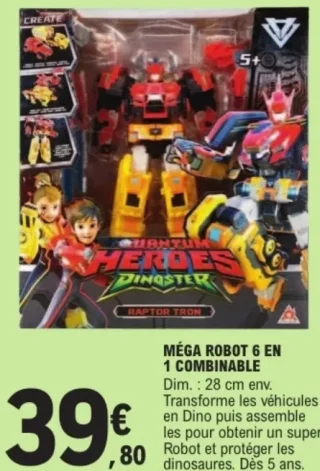 Méga robot 6 en 1 combinable Quantum Heroes Dinoster
