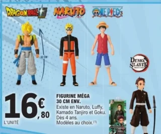 Figurine méga 30 cm env. Dragon Ball, Naruto, One Piece, Demon Slayer