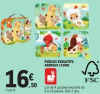 Puzzles évolutifs animaux ferme Janod