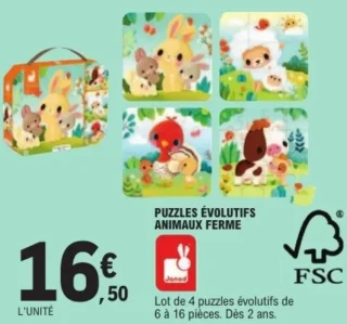 Puzzles évolutifs animaux ferme Janod