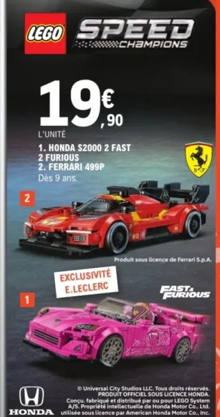 LEGO Speed Champions - 1. Honda S2000 2 Fast 2 Furious / 2. Ferrari 499P