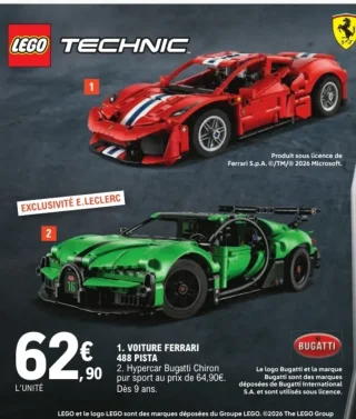 LEGO Technic - 1. Voiture Ferrari 488 Pista / 2. Hypercar Bugatti Chiron