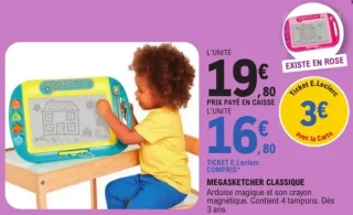 Ardoise magique et son crayon magnétique Megasketcher Classique