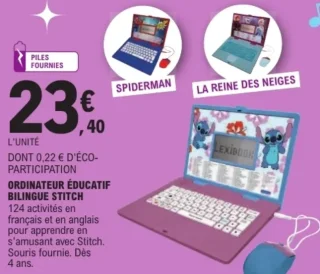 Ordinateur éducatif bilingue Stitch Lexibook