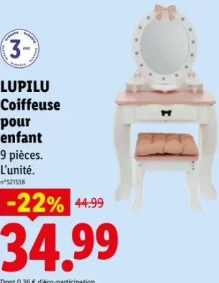 LUPILU Coiffeuse pour enfant 9 pièces