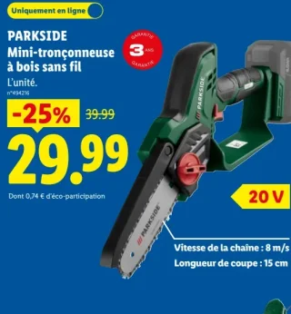 PARKSIDE Mini-tronçonneuse à bois sans fil
