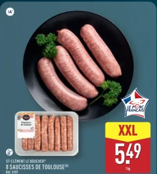 ST-CLÉMENT LE BOUCHER 8 saucisses de Toulouse XXL