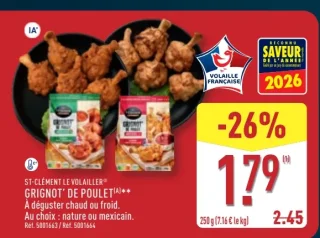 ST-CLÉMENT LE VOLAILLER Grignot' de poulet nature ou mexicain