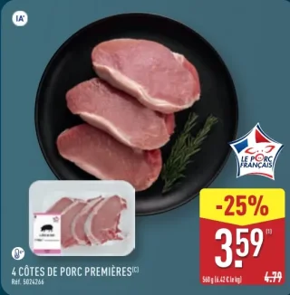 4 Côtes de porc premières