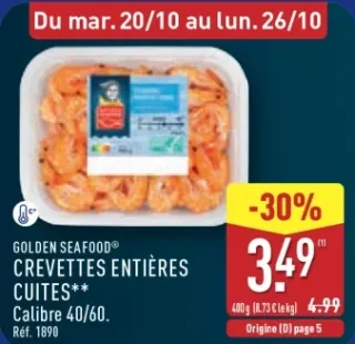Golden Seafood Crevettes entières cuites