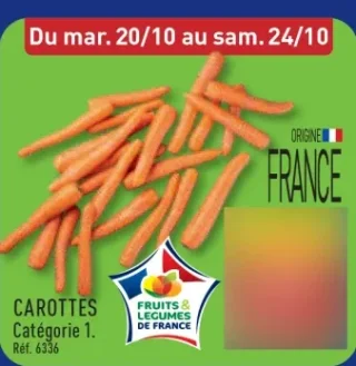 Carottes Origine France Catégorie 1