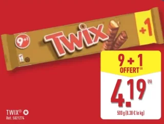 Barres chocolatées Twix 9+1 offert