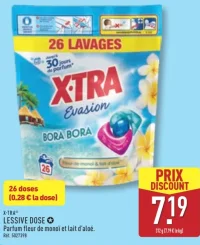 X-TRA Lessive dose Parfum fleur de monoï et lait d'aloé