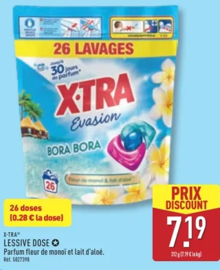 X-TRA Lessive dose Parfum fleur de monoï et lait d'aloé