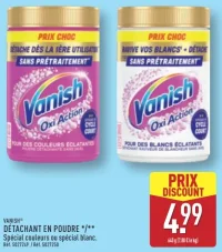 Vanish Détachant en poudre spécial couleurs ou spécial blanc