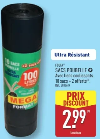 Sacs poubelle Ultra Résistant 100L Folia
