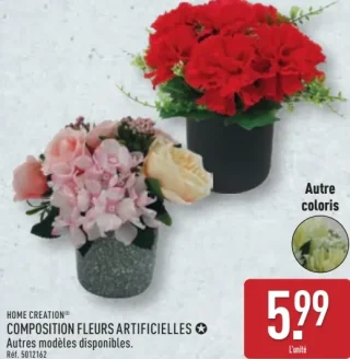 Composition fleurs artificielles Home Creation