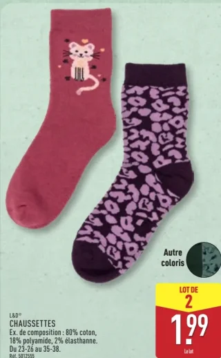 L&D Chaussettes enfants (Lot de 2)