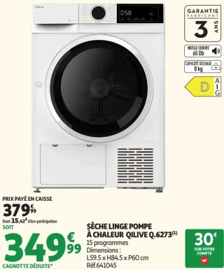 Sèche linge pompe à chaleur Qilive Q.6273