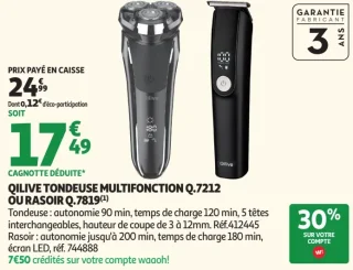 Tondeuse multifonction Q.7212 ou Rasoir Q.7819 Qilive