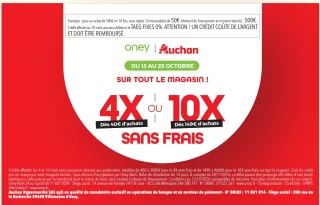 Paiement en 4X ou 10X sans frais Oney
