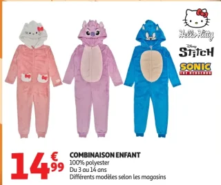 Combinaison enfant Hello Kitty / Stitch / Sonic