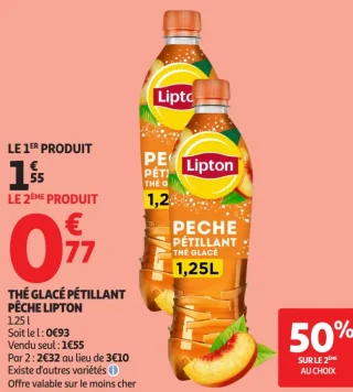Thé glacé pétillant pêche Lipton